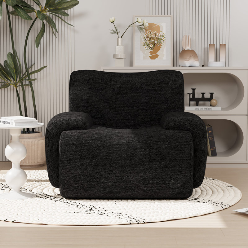 42" W Foam-Filled Upholstered Accent Armchair, Black