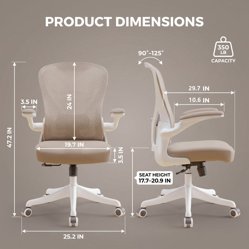 Task Chair, White/Khaki