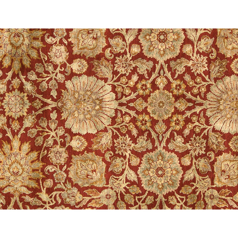 High-Quality Hand-Knotted Red And Green Area Rug