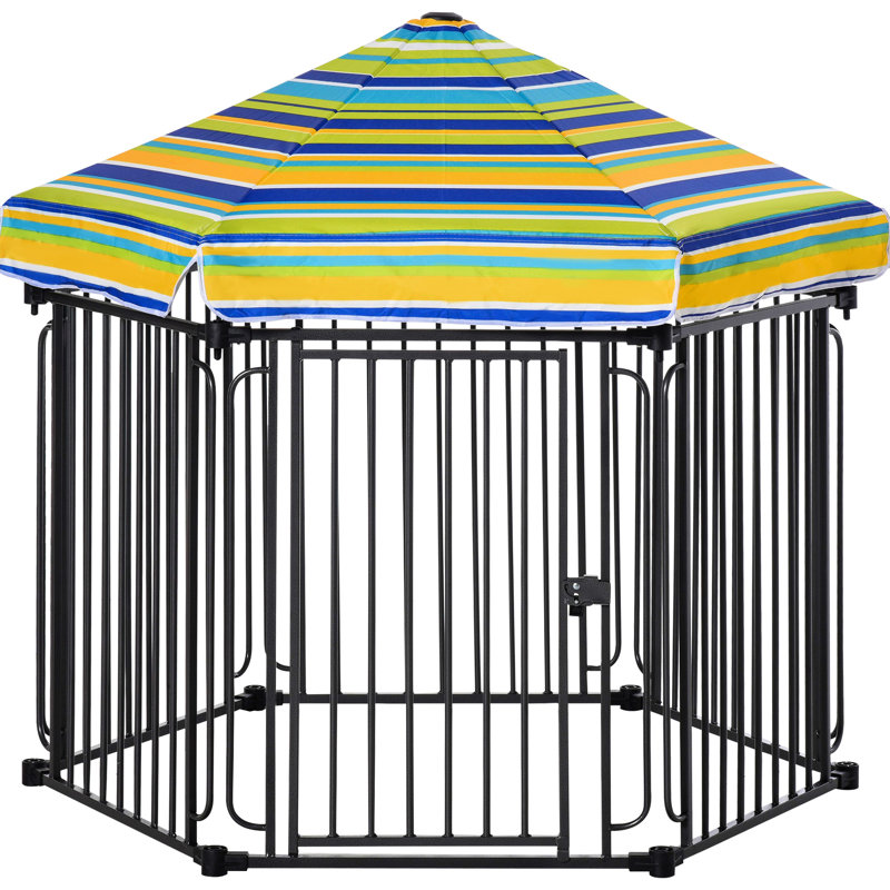 Cage d'extérieur pour chien 48 po x 41 po, parc en métal robuste avec toit, porte et structure verrouillables, couverture de chenil, cadre verrouillable
