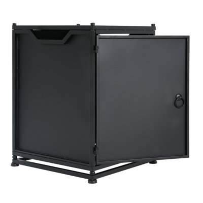Outdoor Metal Tank Holder Side Table, Matte Black, Modern Design For Interior Decor, Multi - Functional Piece, Powder Coated Iron, 15.51 W, D, 22.12 H Black Holder, Table With And Design,