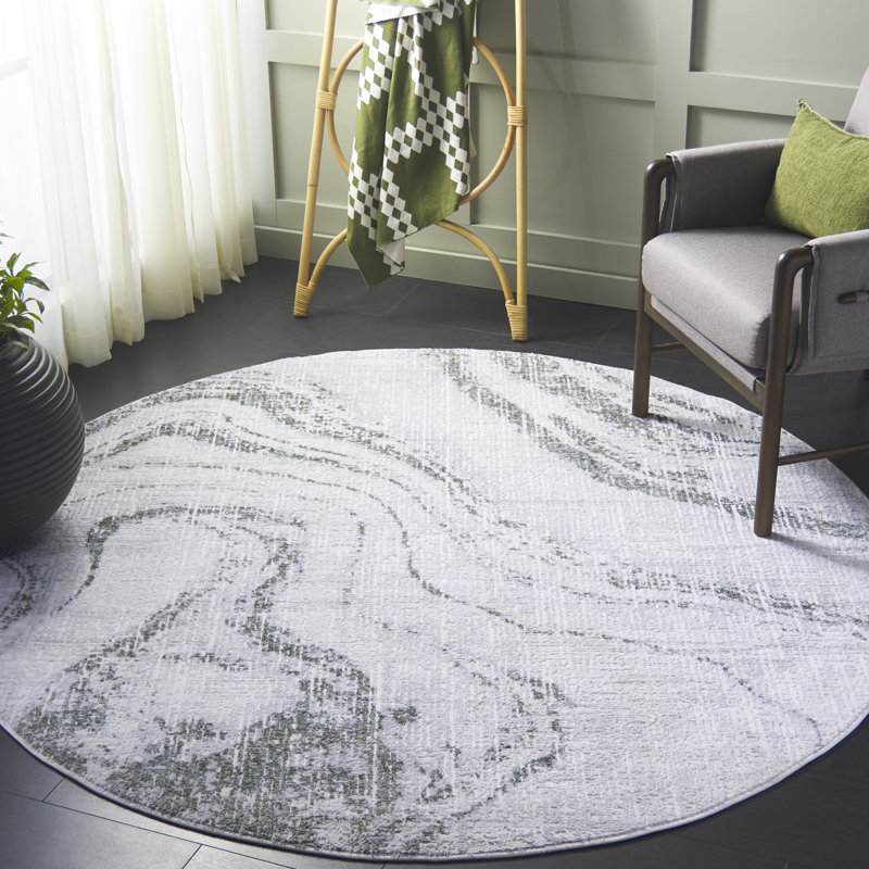 Tapis vert / ivoire Geonwoo 590, Tapis de couloir 2 pi 2 po x 8 pi