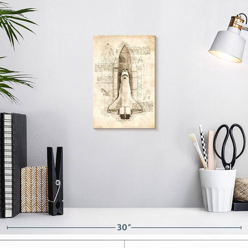 Oberle Space Shuttle Blueprint, 12" H x 8" W