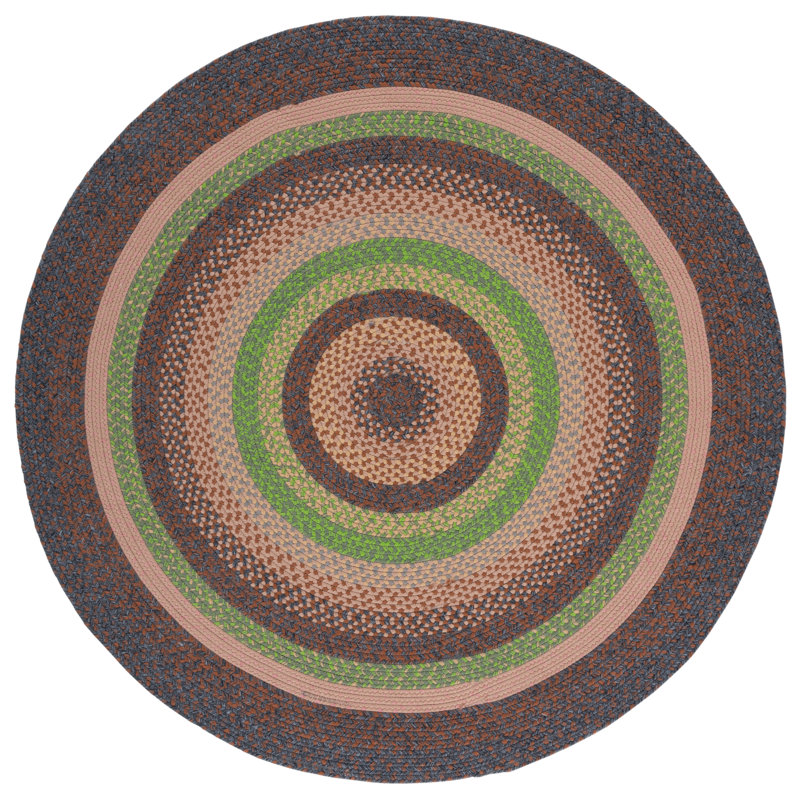Ceaira Hand Woven Performance Machine Washable Performance Striped Indoor/Outdoor Area Rug, Round 3'