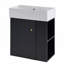 Meuble-lavabo flottant contemporain à motif de vagues avec lavabo en céramique et tablette droite-1662642492