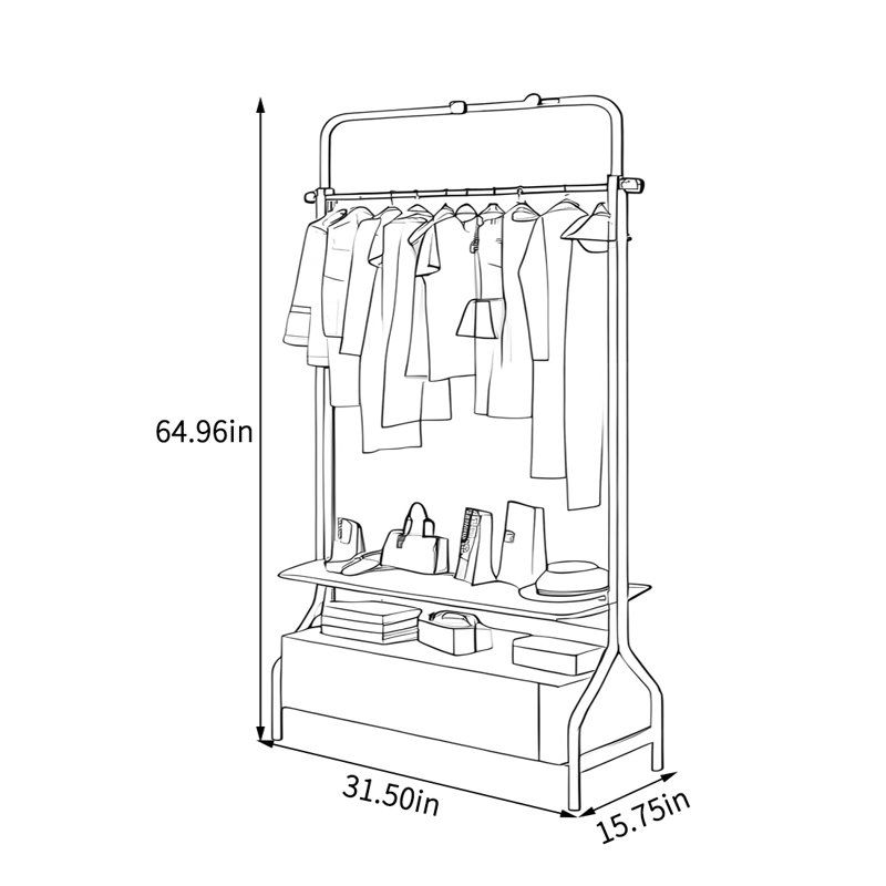 Armoire en acier inoxydable avec crochets, Noir, noir, noir, noir