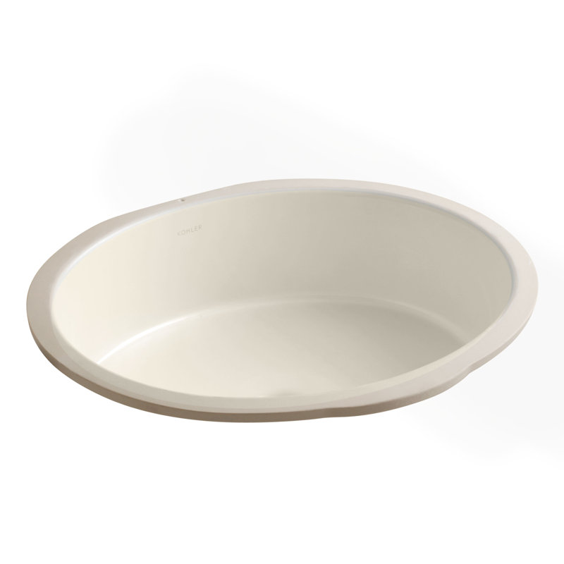 Verticyl Ceramic Oval Undermount Bathroom Sink with Overflow, Almond