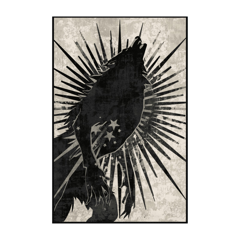 Tapis gris / noir à motif d'étoiles de loup-garou moderne et audacieux lavable à la machine Peirsen, 2 pi x 3 pi