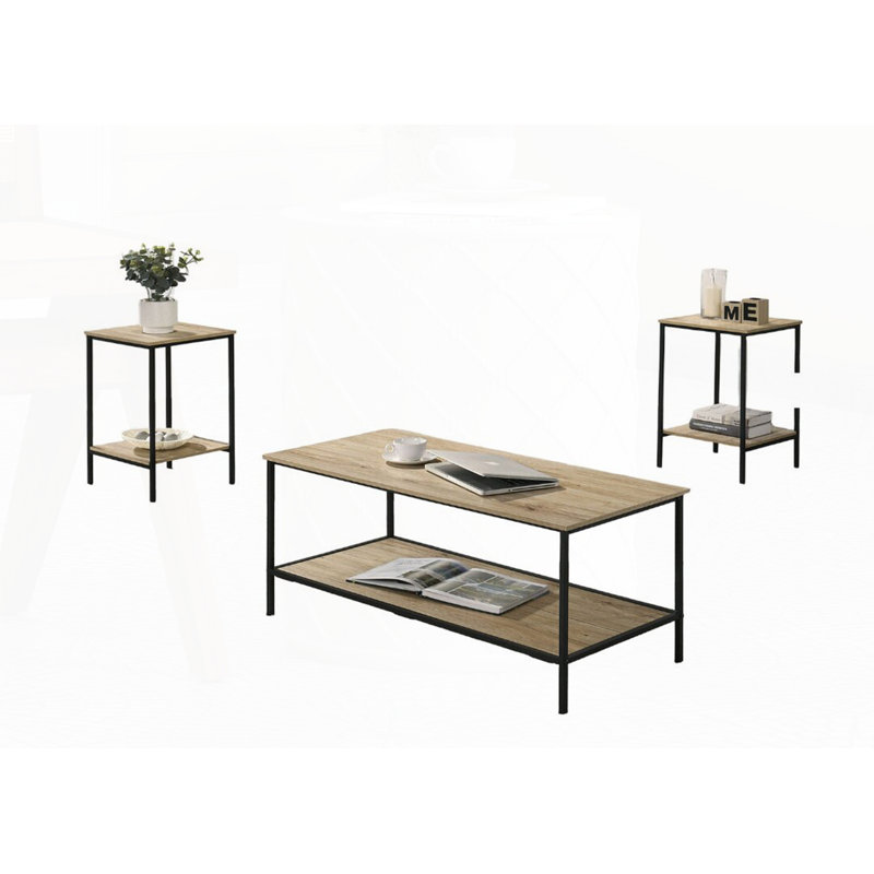 Ensemble de table de style rustique 3 pièces, Naturel
