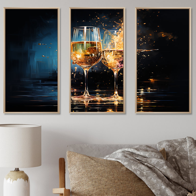 Vin Claret Brilliance Cheers - Art mural vin, Cadre flottant brun, H 32 po x l 48 po