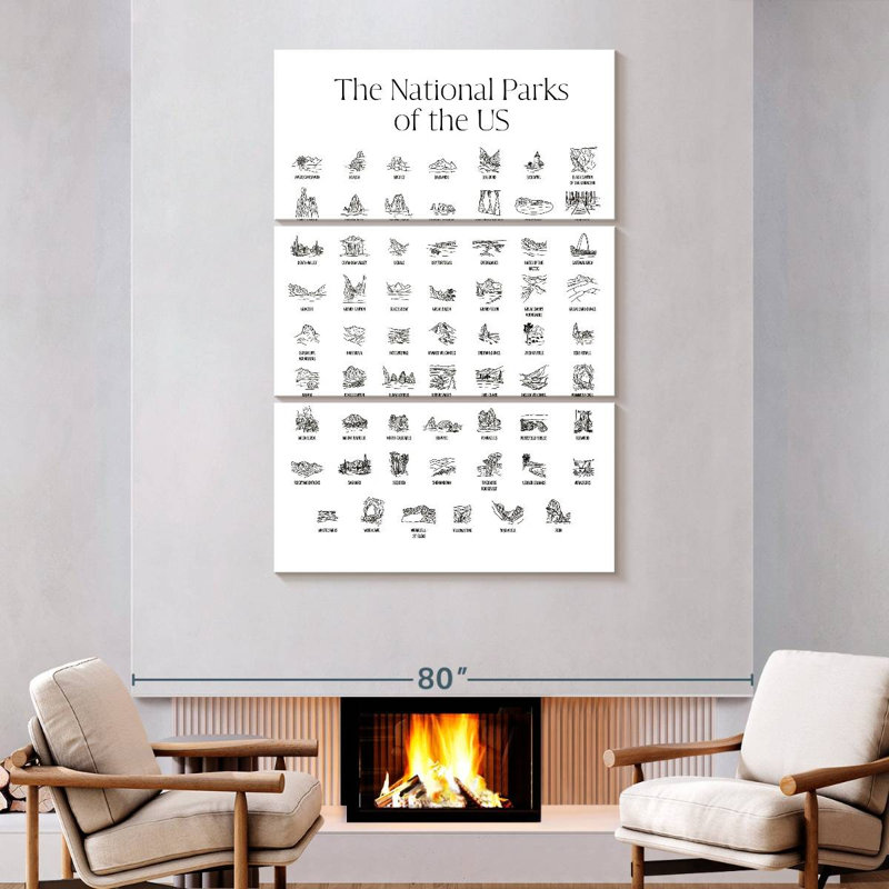 Alvord US National Parks Chart, 74'' H x 48'' W