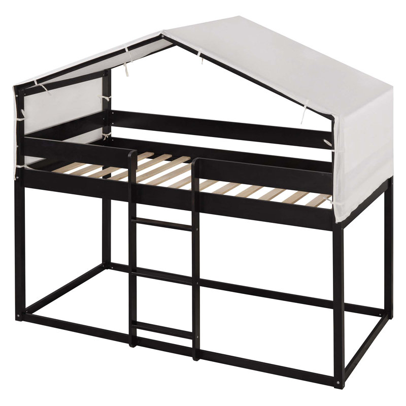 Lit simple superposé en bois avec tente, Espresso