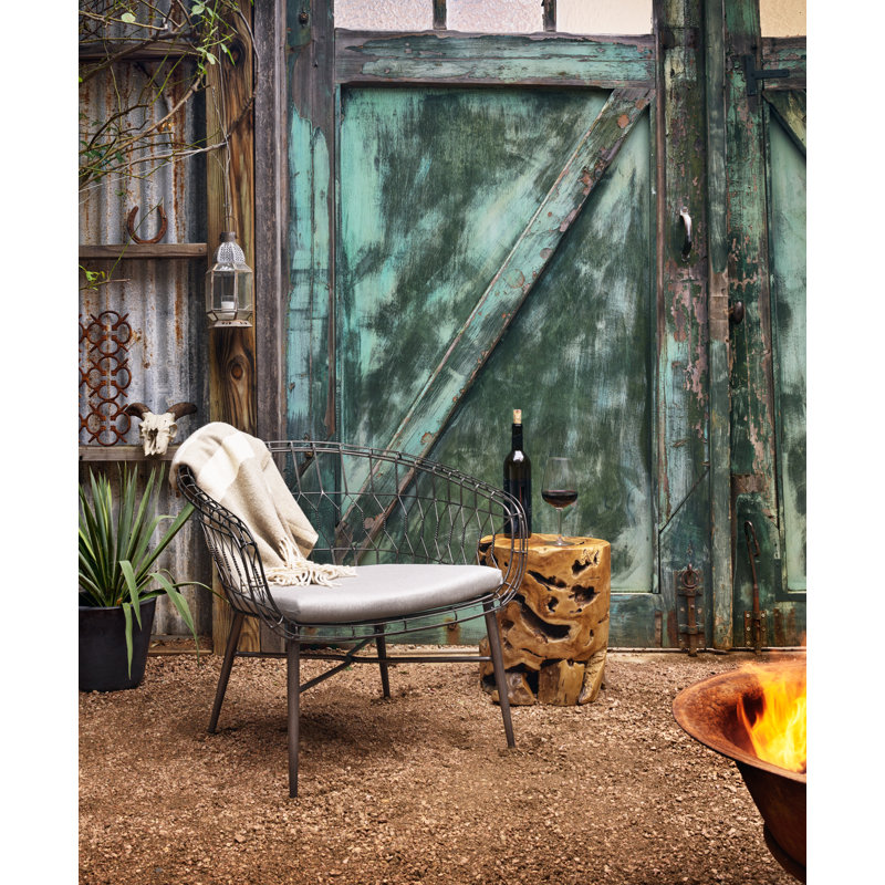 Atrakchi Accent Stool, Teak Stool-Aged Natural