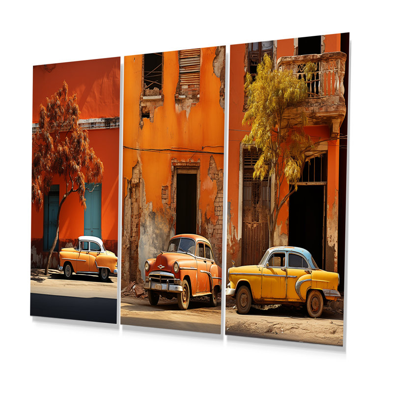 «Cuba Orange Car Heritage», ensemble de salon en métal 3 pièces, H 28 po x l 36 po