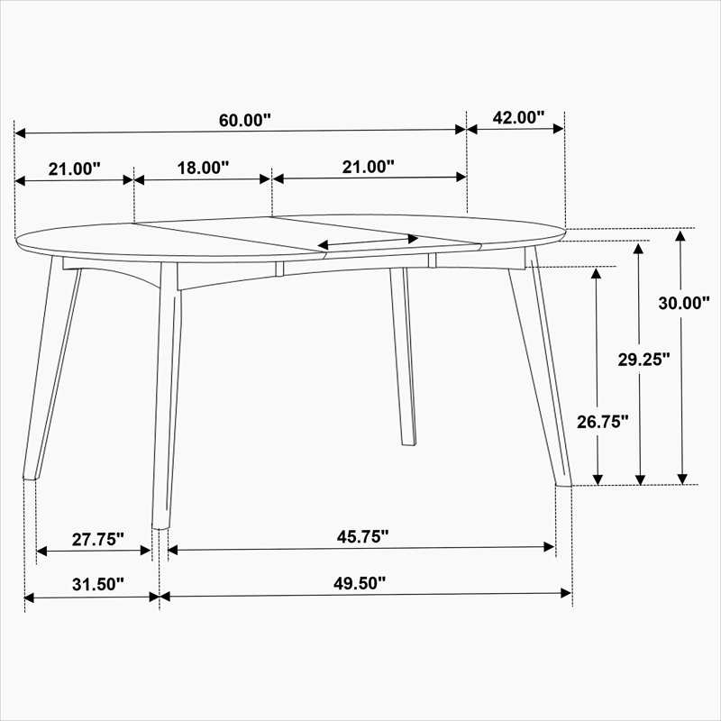 Dark Walnut Extension Leaf Dining Table