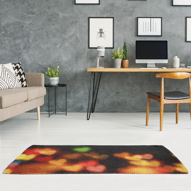 Tapis noir en chenille de lumières cardiaques, Rectangle 2 pi x 3 pi