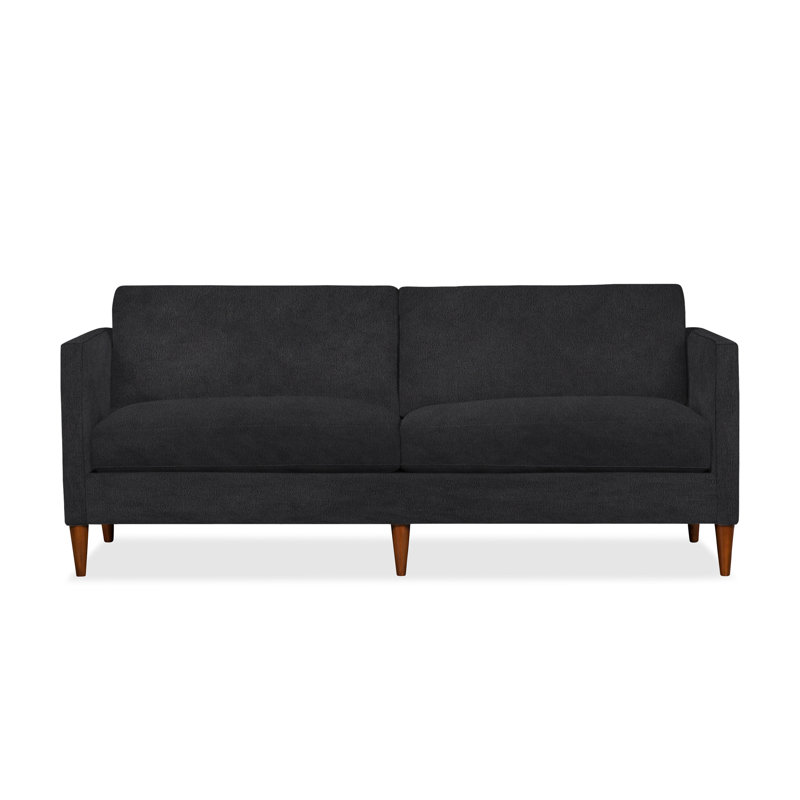 Clifford 87" Upholstered Custom Sofa, Bella Gunmetal Performance Velvet