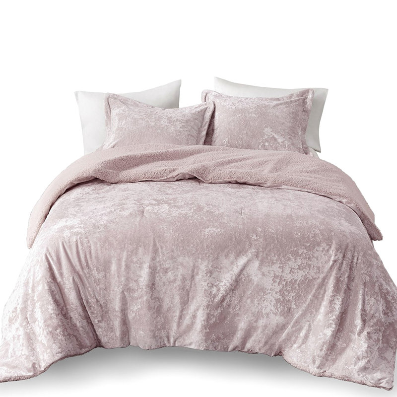 King/ King Comforter, Purple Crushed Velvet And Blend, Allergen-, , Machine Washable Bedding Comforter , & Relaxing, ,