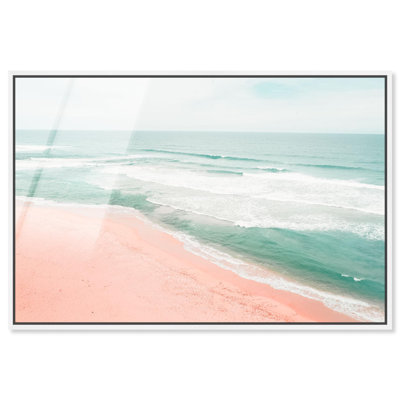 Oliver Gal Ngarunui Beach II Coaatal - Framed Acrylic Glass Wall Art