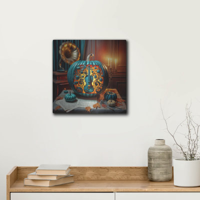  «Teal Pumpkin Music» par Rey Klimt, art mural en métal, 12 po x 12 po