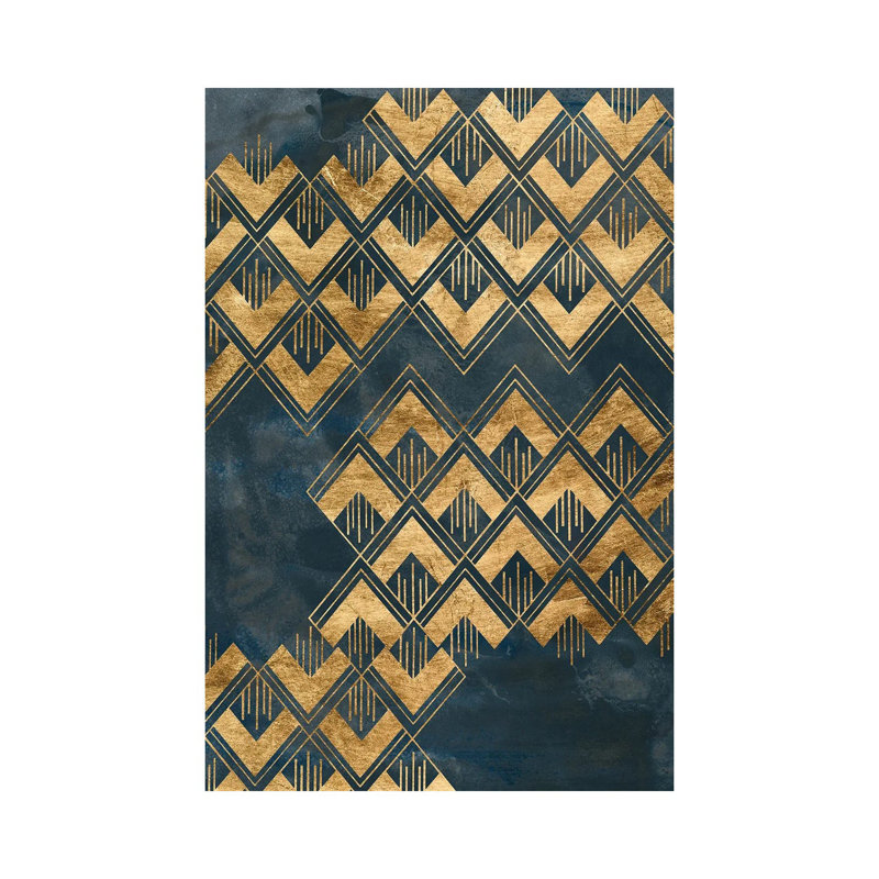 Deco Pattern In Blue II by June Erica Vess - Wrapped Canvas Painting, 30.48cm H x 20.32cm W