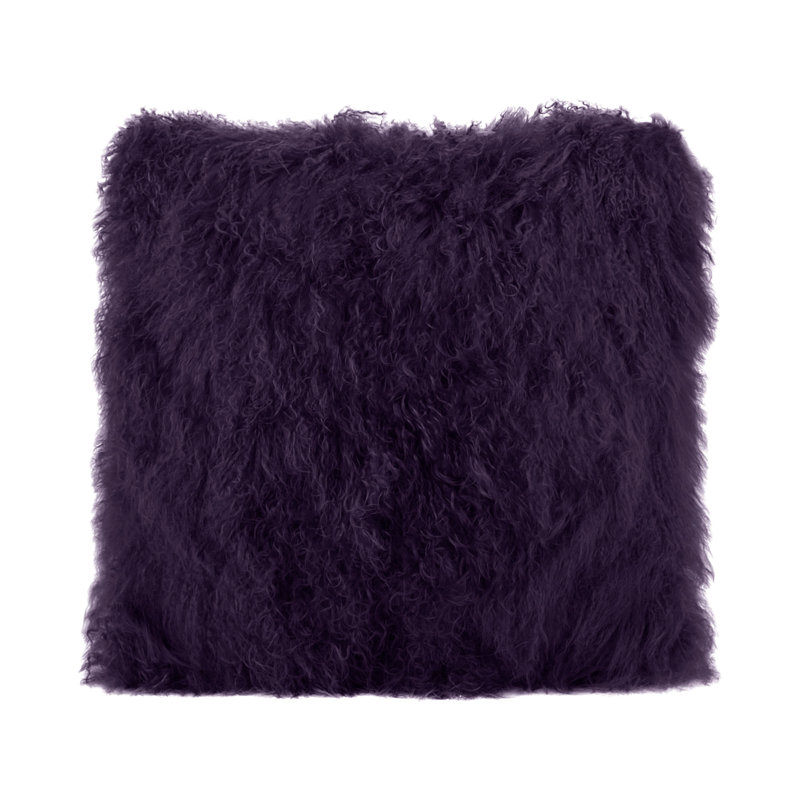 Tibetan Lamb Sheepskin Pillow by Outpost Original, 20" x 20", Eggplant