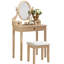 Splendid coiffeuse de maquillage or avec tabouret, 3 tiroirs, miroir ovale réglable avec rangement éblouissant