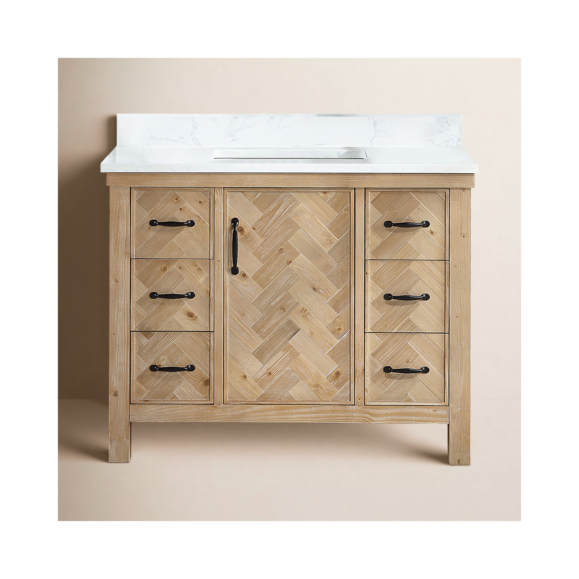 42'' Free Standing Single Bathroom Vanity with Cultured Marble Top, Antique Brown
