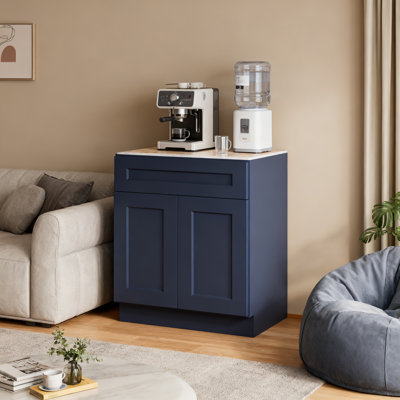 30" Navy Blue Shaker Base Cabinet with Soft-Close Door,Drawer,Space-Saving  Wood Unit with Adjustable Shelf for Kitchen, Bath, Laundry, Garage (30"W x 24"D x 34.5"H)