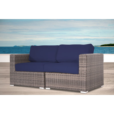 Arreola Fully Assembled 66" Wide Outdoor Wicker Loveseat with Cushions