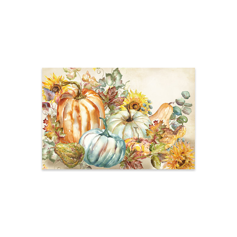 «Watercolor Harvest Pumpkin» par Tre Sorelle Studios - impression non encadrée, H 24 po x l 32 po x P 0,25 po
