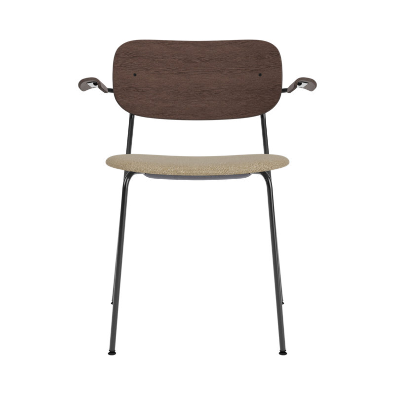 Co Upholstered Arm Chair, Bouclé 02 Acrylic, Dark Stained Oak, Black