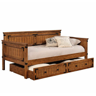 Rustic Daybed In Honey - Ideal For Everyday Use With Solid Rubberwood, Creating A Peaceful Bedroom Environment