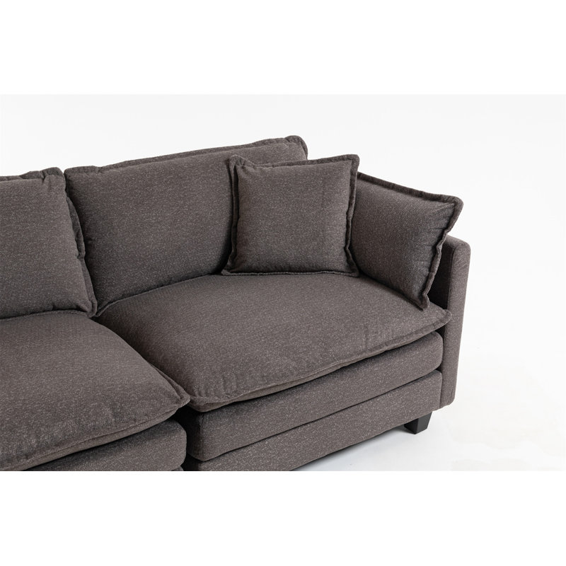 Modern 2Seats 77.95"Sectional Sofa With Waist Pillows, Antique Grey
