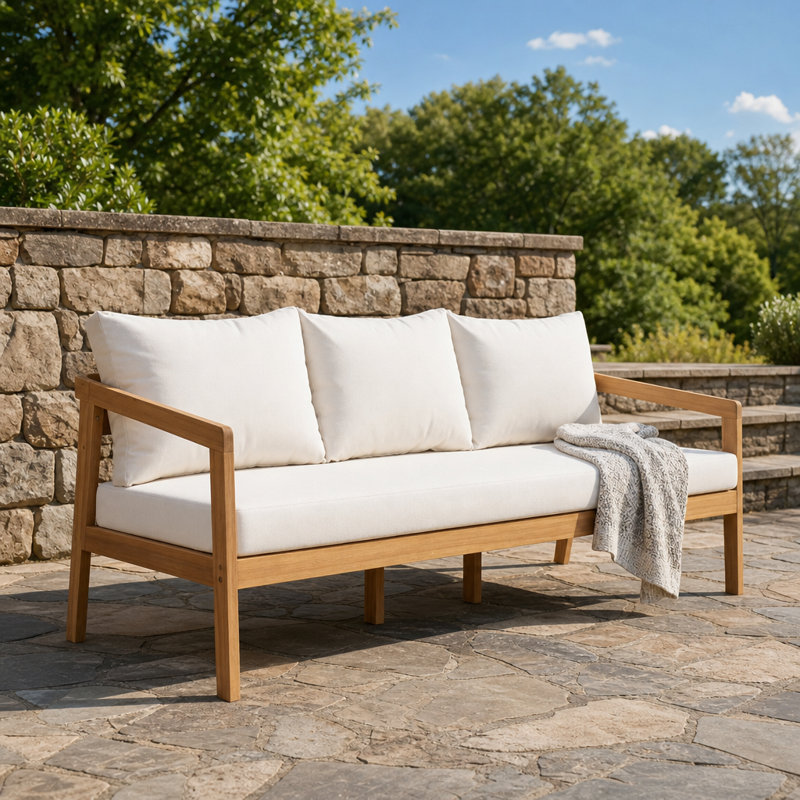 3 Seater Outdoor Patio Sofa Durable Weather Resistant Outdoor Seating Deck High Comfort Cushioned Lounge Sofa