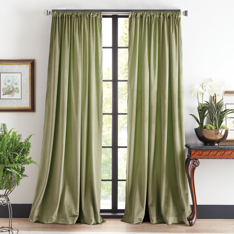 Martha Stewart Marthas Velvet Green 50 X 84 Curtain Panel Pair, 50" W x 84" L, Green