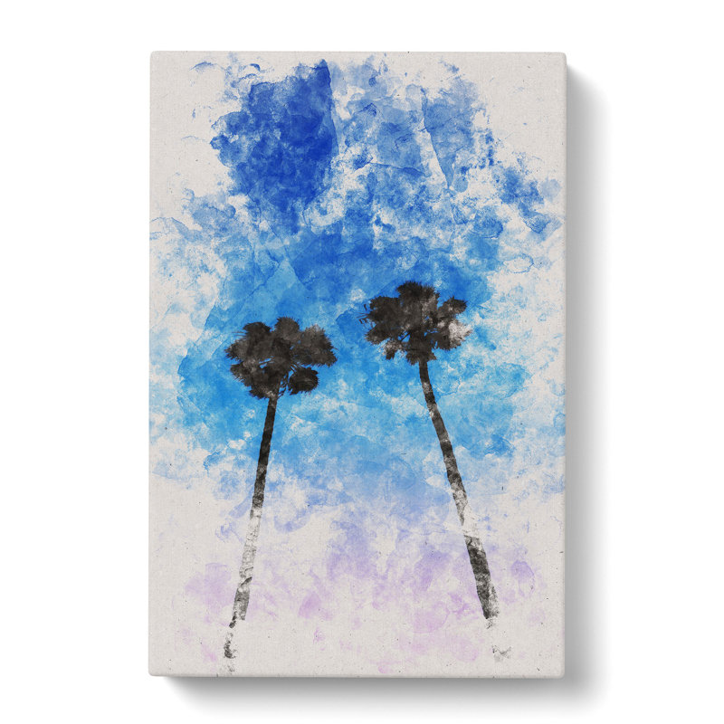 Two Palm Trees Watercolour - Wrapped Canvas, 50cm H x 35cm W x 3cm D