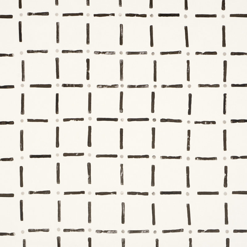 Schumacher X Caroline Z Hurley Drifting Grid Wallpaper, Black