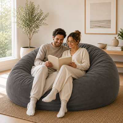  | Fauteuil à billes 6 pi | Rembourrage en mousse - Housse lavable amovible, suède bourgogne
