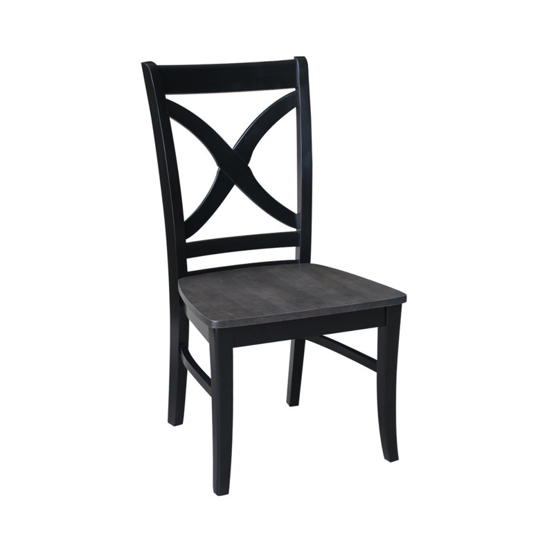 17.8'' H Solid Wood Side Chair, Coal Black/Washed Black