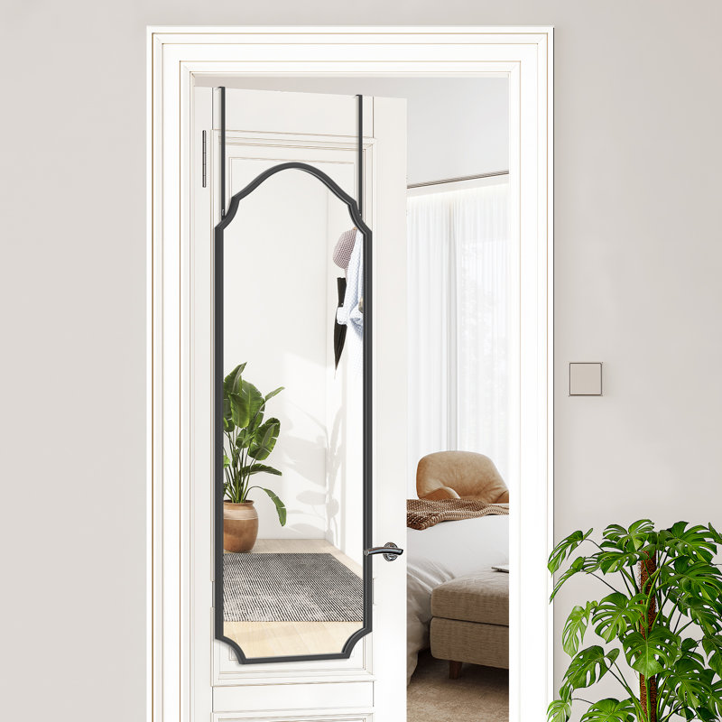 Arched Door Full Length Tempered Glass Wall Mirror , Black