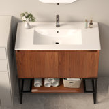 Michelene Single Bathroom Vanity with Metal Top