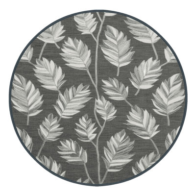 Tapis gris botanique lavable à la machine
