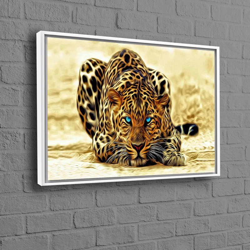«Blue Eyed Tiger», affiche sur toile pour homme, H 33 po x l 45 po, Reproduction encadrée sans passe-partout, Blanc