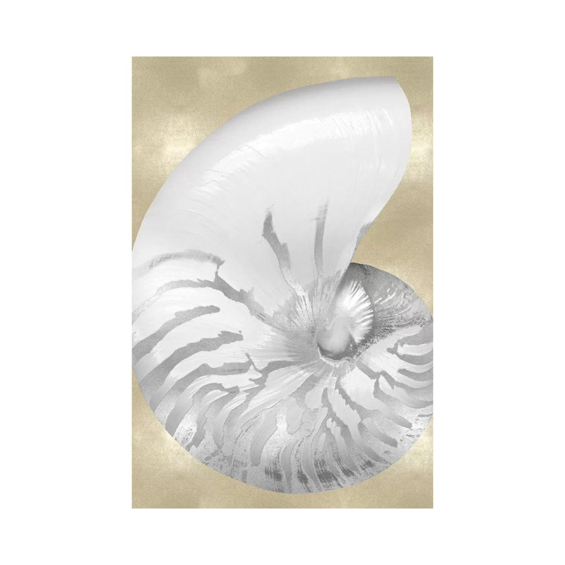 Silver Pearl Shell On Gold III by Caroline Kelly - Wrapped Canvas Print, 30.48cm H x 20.32cm W x 1.905cm D