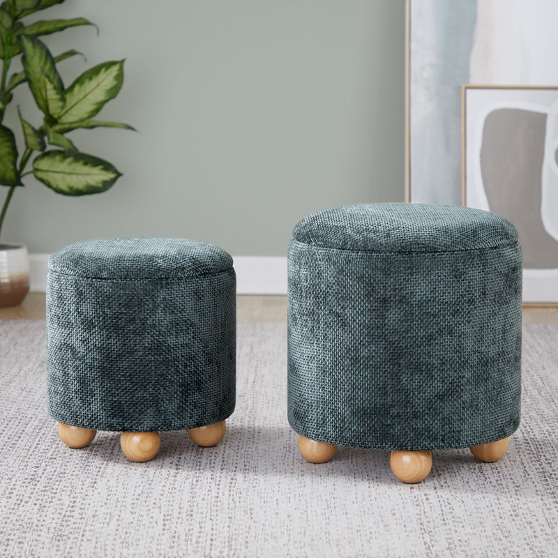 Saavon Ottoman - Set of 2, Green