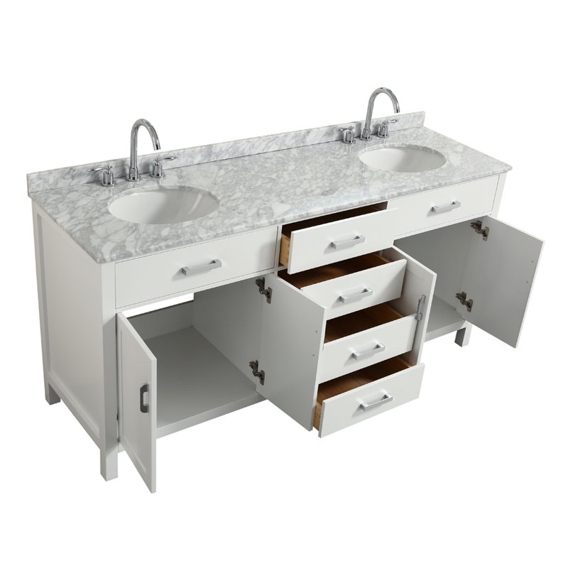 Ensemble de meuble-lavabo double 73 po Bristol, Blanc
