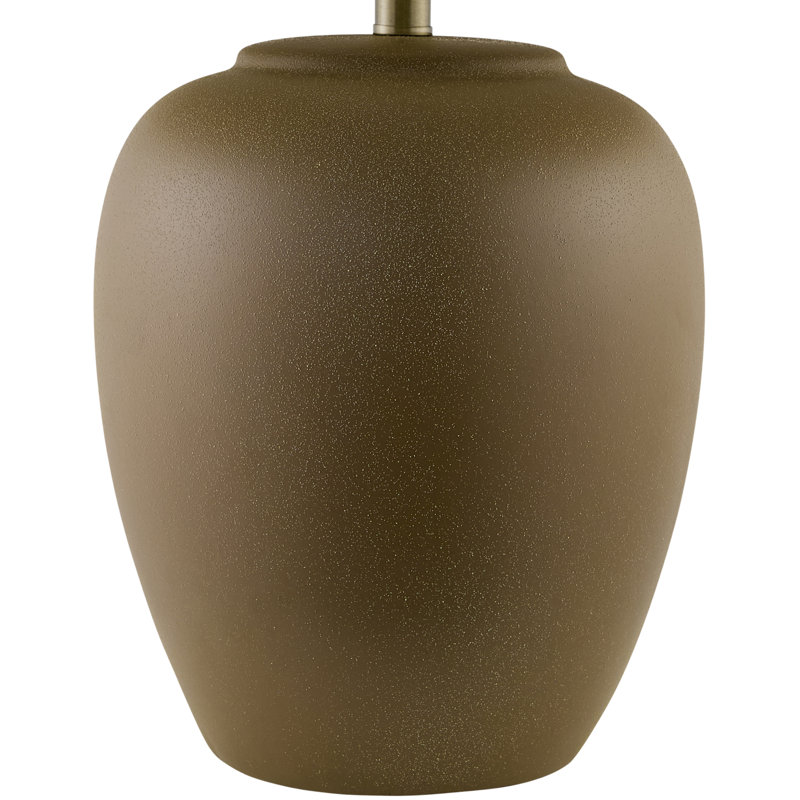 Eustacia Brown Ceramic Table Lamp with Beige Linen Shade