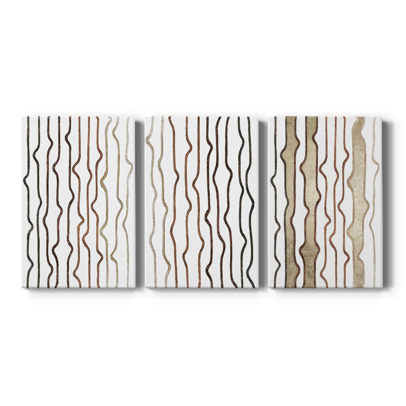 Jagged Flow I - Toile tendue avec châssis sur mesure - 3 pièces, H 12 po x l 24 po
