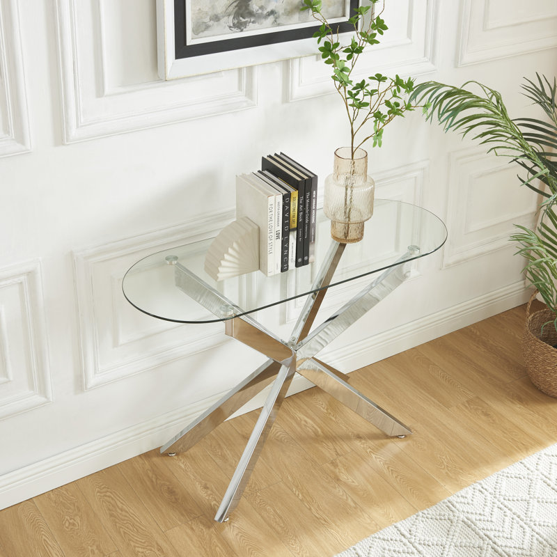 Jameesha 45.3'' Glass Top Console Table, Silver